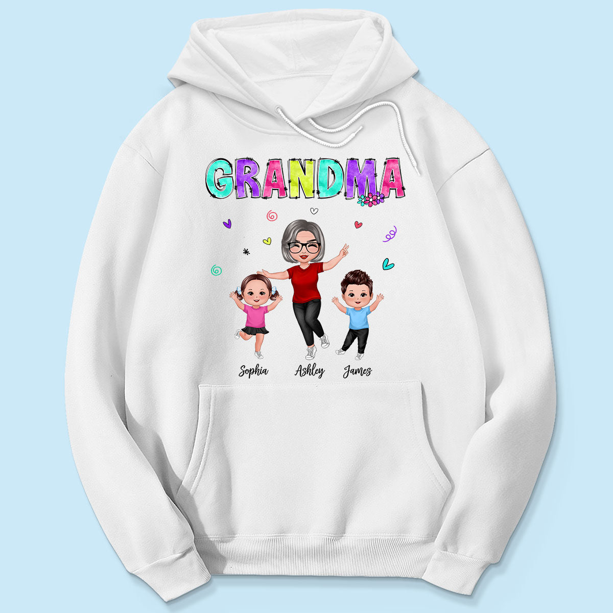 Vibrant Pattern Grandma & Grandkids Personalized Shirt