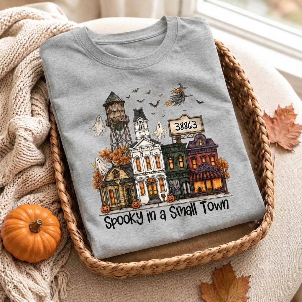 Custom Zip Code Halloween Town - Personalized Shirt - Custom Town Name, Spooky Village Fall
