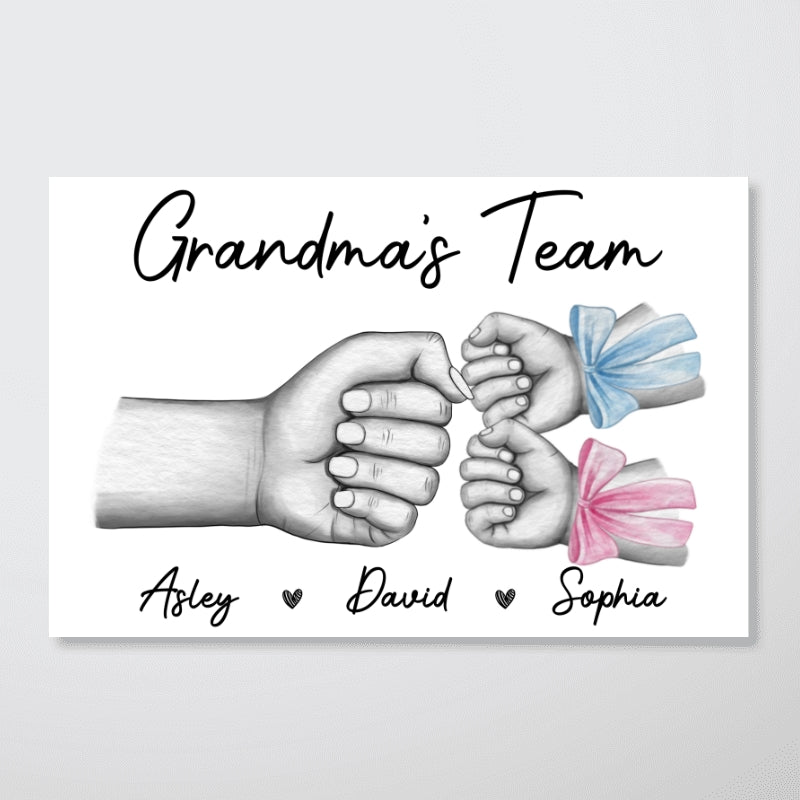 Grandma Mom‘s Team Fist Bump With Bows Personalized Horizontal Poster