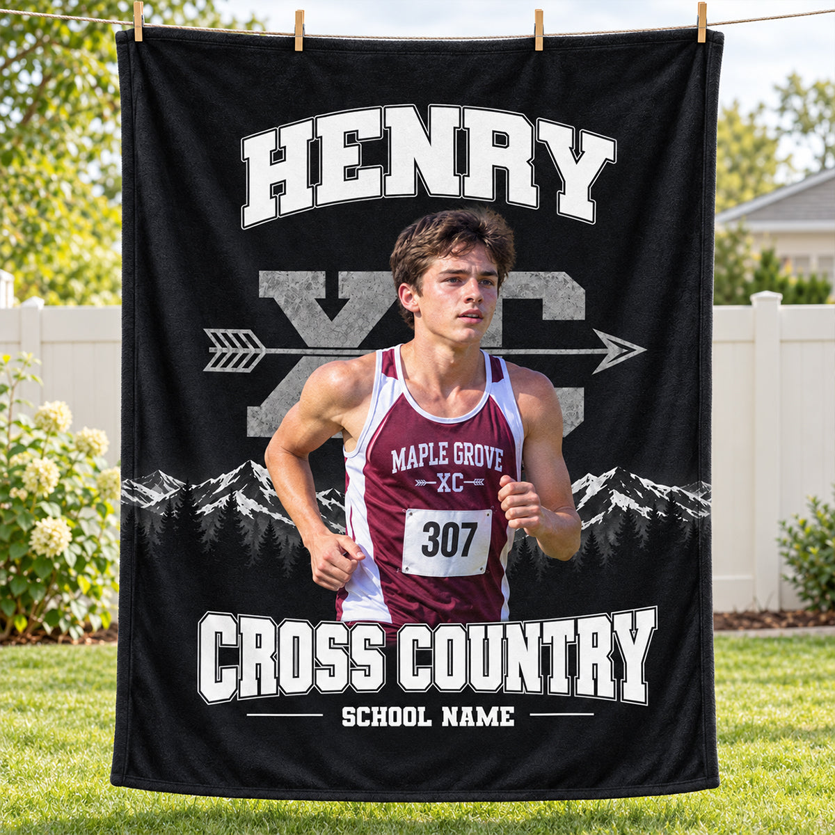 Custom Photo Cross Country - Personalized Fleece Blanket - Christmas Gift for Daughter, Son, Grandkids