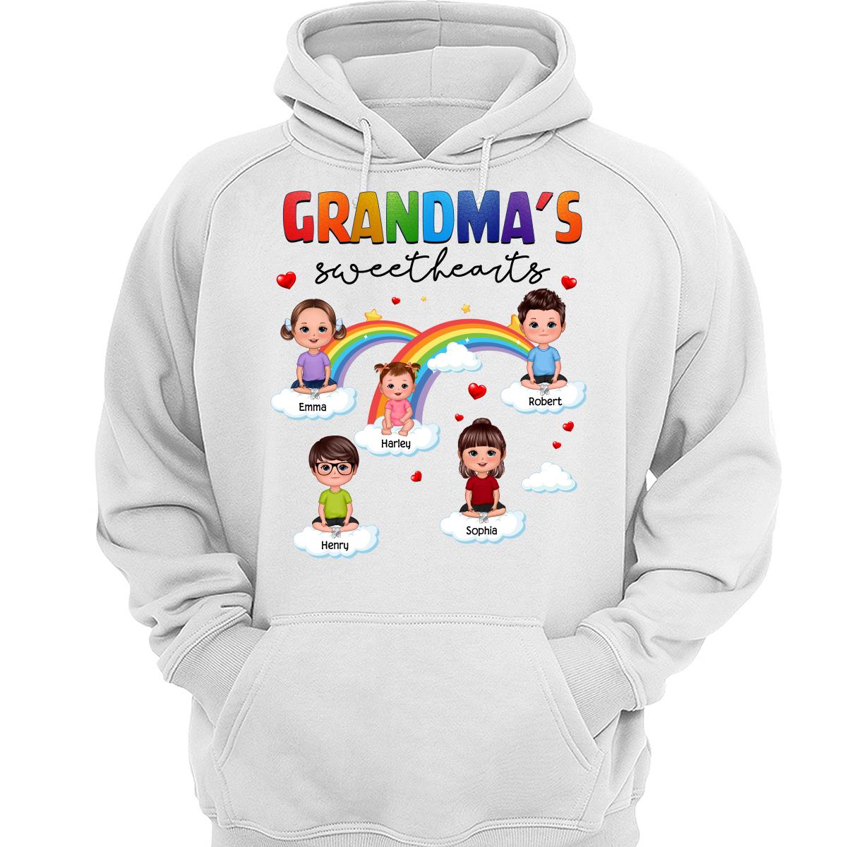Doll Kids Sitting Grandma Sweethearts Rainbow Personalized Shirt