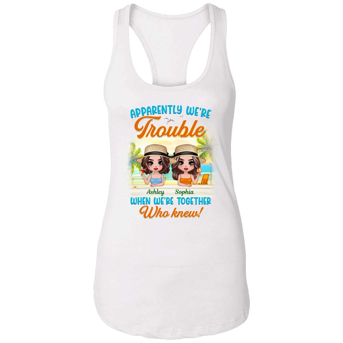 Doll Besties Trouble Together Summer Personalized Tank Top Shirt