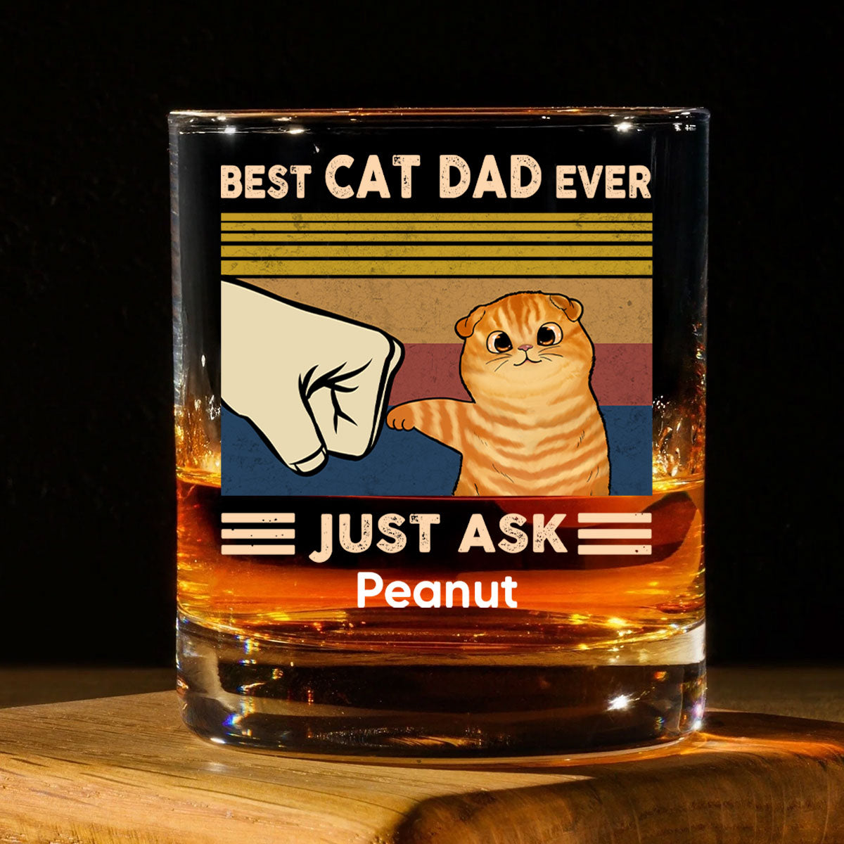 Father’s Day 2025 Gift for Cat Dads - Custom Cat Fist Bump Personalized Wine Glass