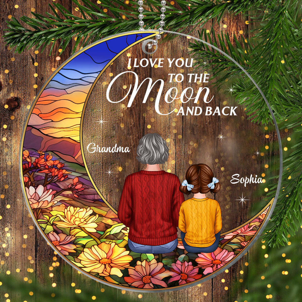 Landscape Moon Grandma Grandkids On Moon Personalized Acrylic Ornament