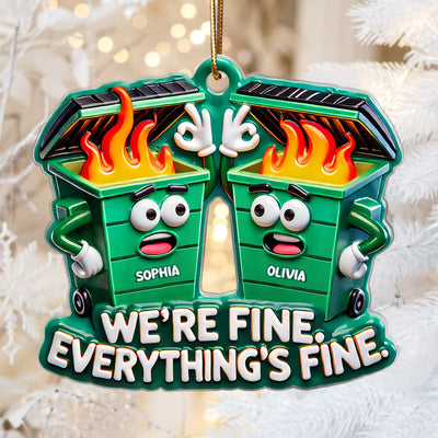 Work Bestie Dumpster Fire Funny Gift For Colleagues 3D Effect Personalized Acrylic Flat Ornament
