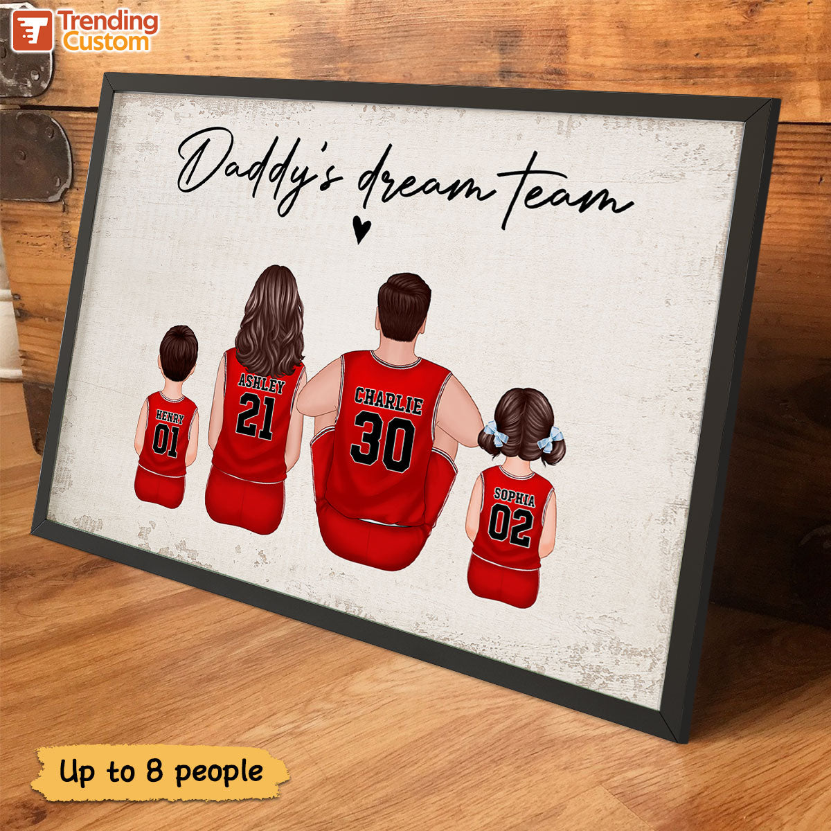 Basketball Team Personalized Family Poster Custom Gift for Dad Husband or Home Decor