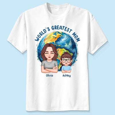 World‘s Greatest Mom Globe Personalized Shirt