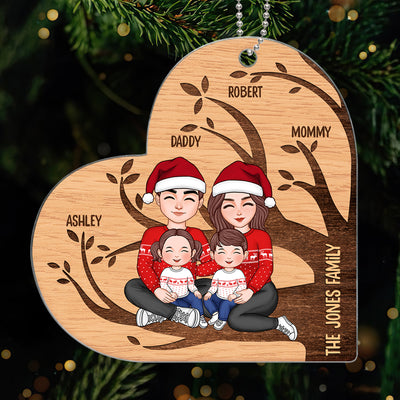 Family Tree Name Christmas Gift For Family Personalized Wooden Ornament