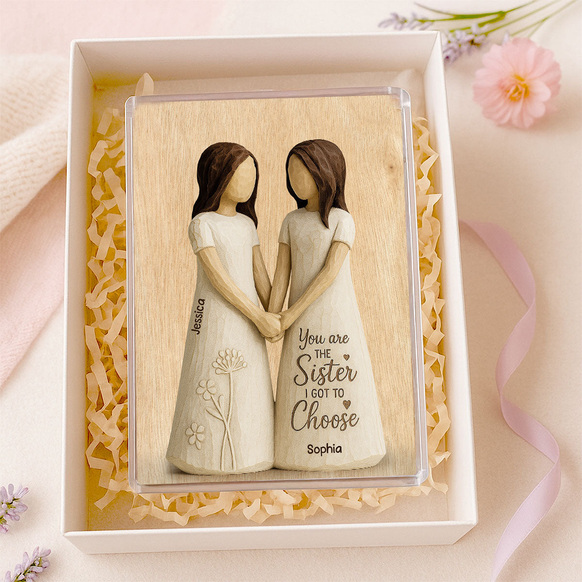 You Are The Sister I Got To Choose 3D Effect Personalized Acrylic Block Plaque Birthday Gift Friendship Gift for Besties, Best Friends