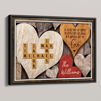 Family Names Crosswords Wooden Heart Shape Personalized Poster