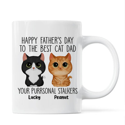 Happy Father‘s Day Good Morning Cat Dad From Watercolor Cute Cats Purrsonal Stalkers Personalized Mug