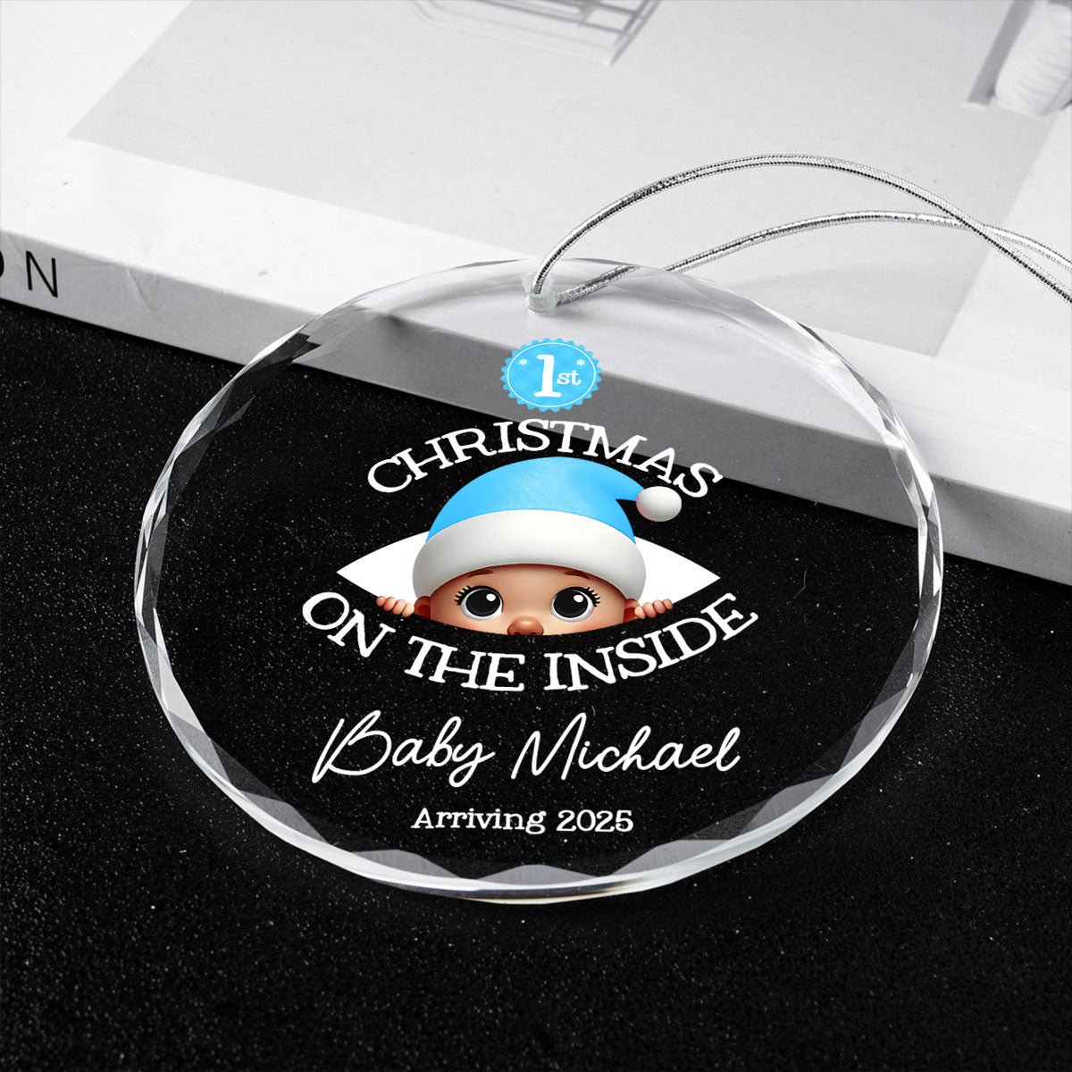 Personalized Baby's First Christmas On the Inside Glass Ornament, Custom Pregnancy Reveal Ornament, Expecting Parents