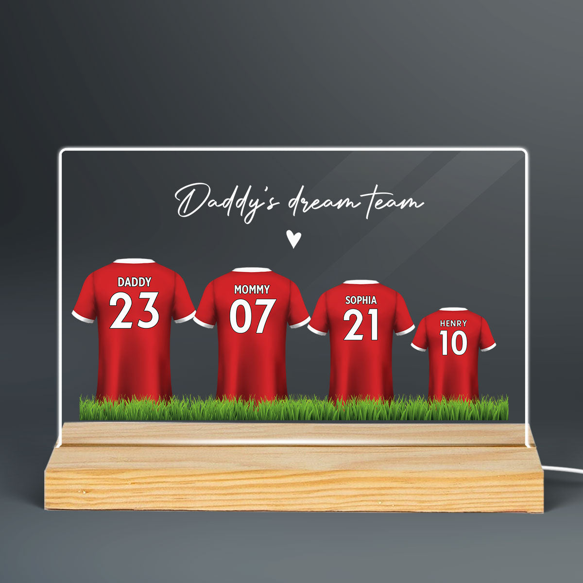Daddy's Team Soccer Shirt Personalized Acrylic LED Night Light