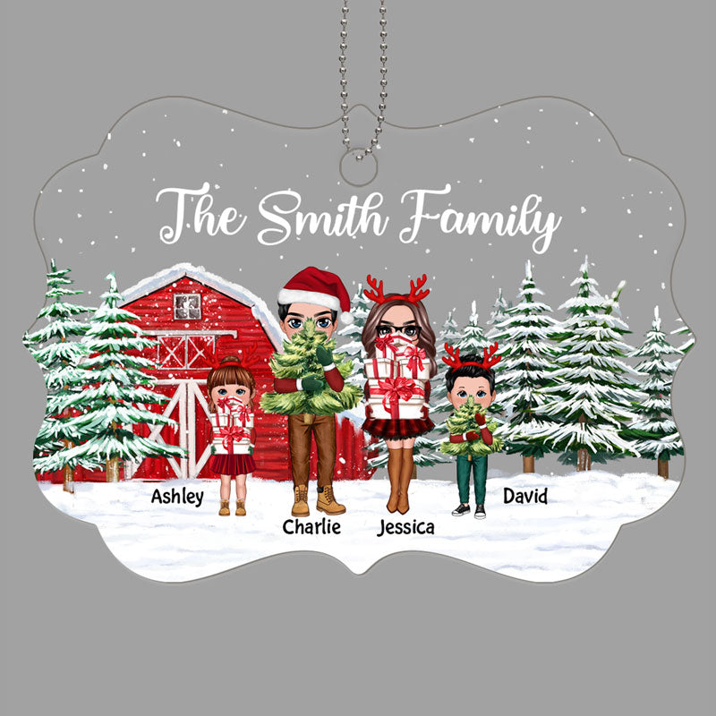 Doll Family Christmas Tree Farm Personalized Acrylic Ornament