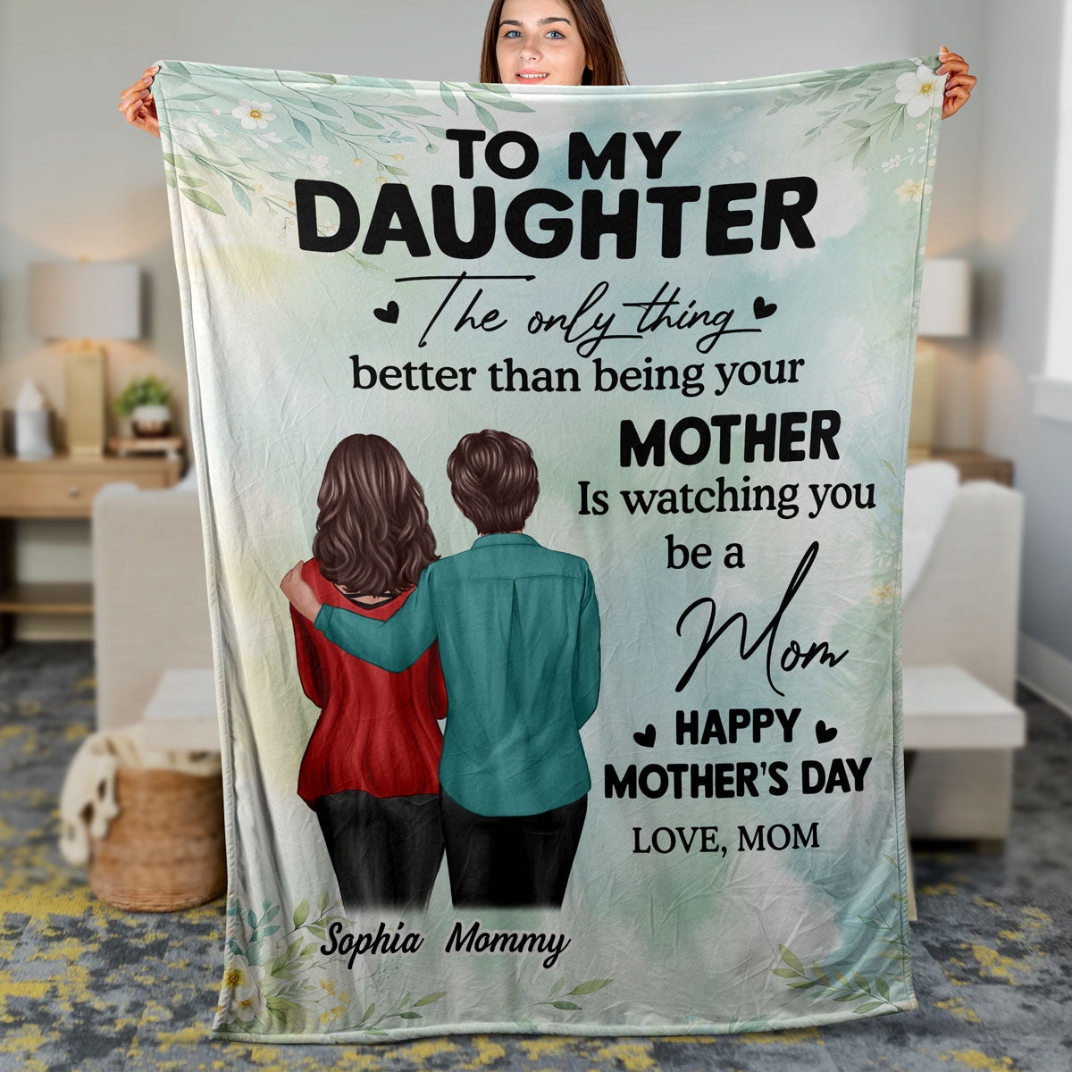 To My Daughter From Mom Happy Mother's Day Personalized Fleece Blanket, Gift For Daughter