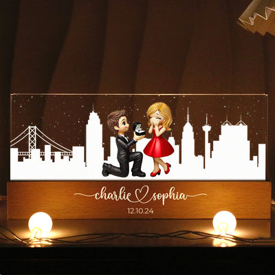 Personalized Skyline LED Night Light Anniversary Gift, Engagement Gift, Bridal Shower Gift for Couple, Best Friends