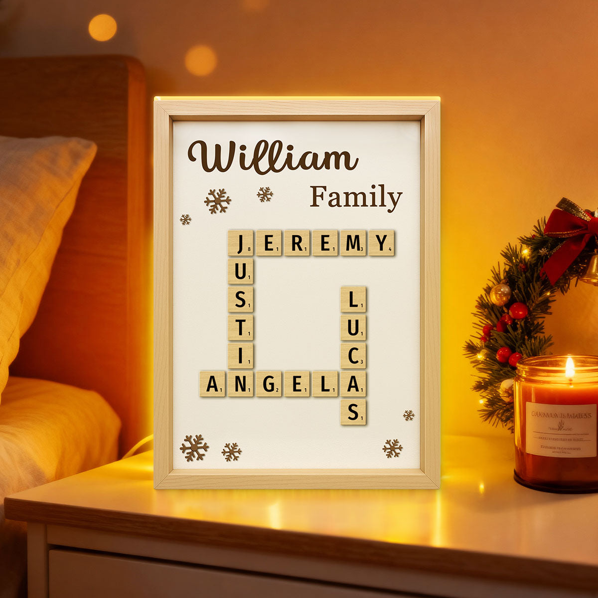 Family Crossword - Personalized Light Box - Christmas Gift for Family, for Wife, for Husband