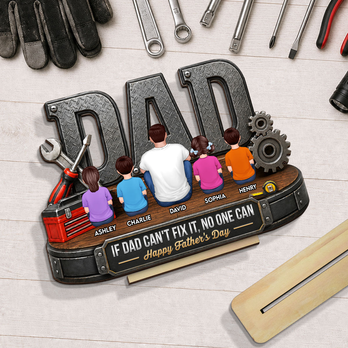 If Dad Can't Fix It No One Can - Personalized 2-Layered Wooden Plaque - Father's Day Gift For Dad, Husband, DIY Dad, Handyman