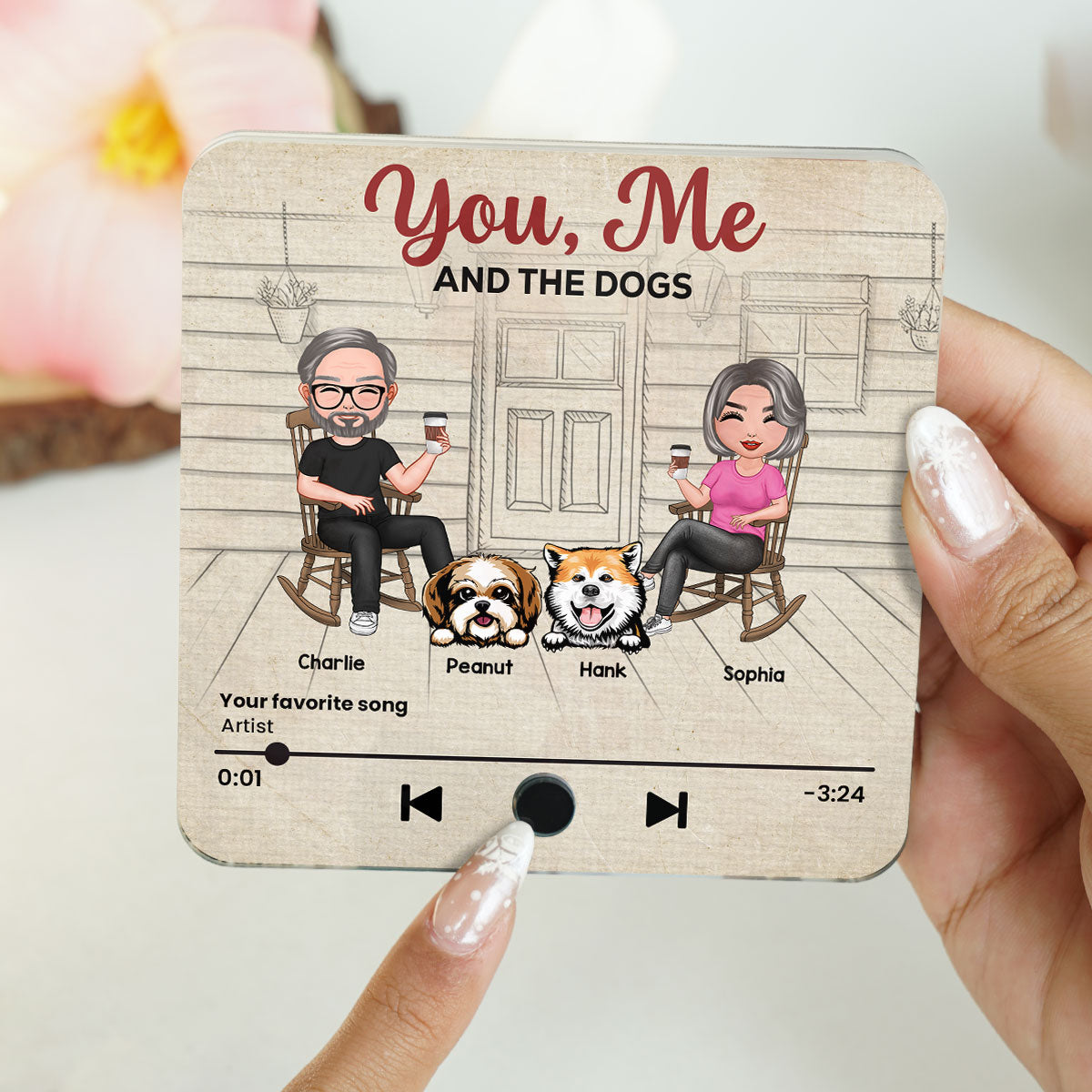 You Me We Got This Couple & Dogs Front Porch Personalized Music Fridge Magnet