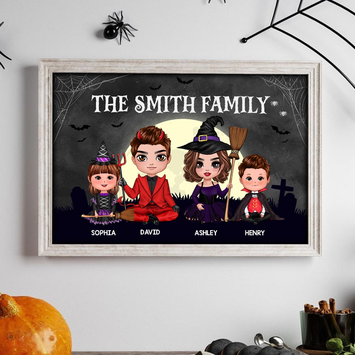 Halloween Family Sitting Personalized Poster, Halloween Decoration