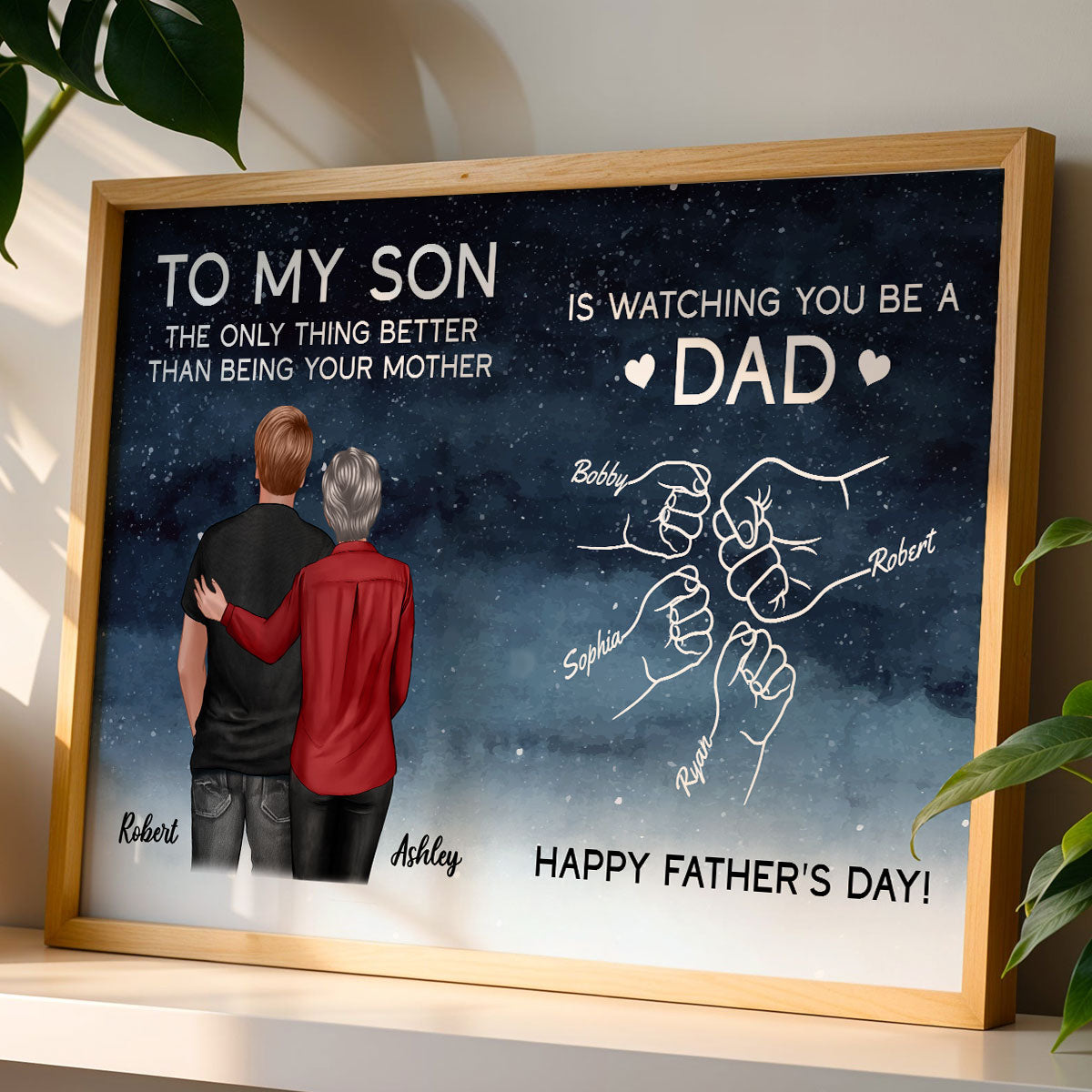 Watching You Be A Dad From Mom Dad To Son Starry Night Personalized Poster, Gift For Son