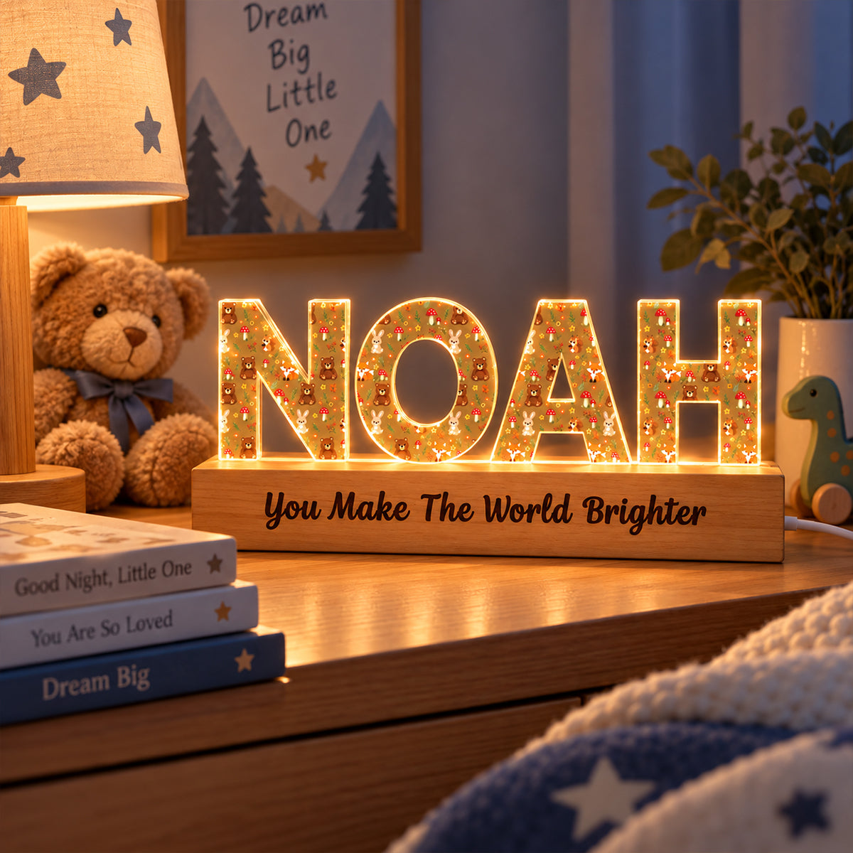 You Make the World Brighter - Personalized Acrylic Block LED Night Light - Kids Room Decor, Nursery Light, Christmas Gift Keepsake For Boy Girl