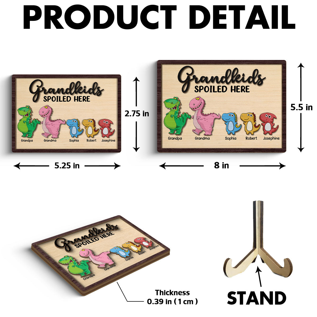 Grandkids Spoiled Here Grandparent Home Decor Personalized 2-Layer Wooden Plaque Plaque