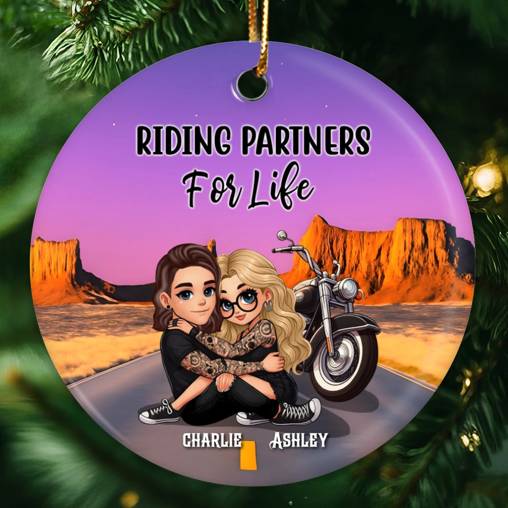 Couple Riding Side By Side Personalized Ornament for Biker Couples, Anniversary Gift, Christmas in July Gift for him, for her