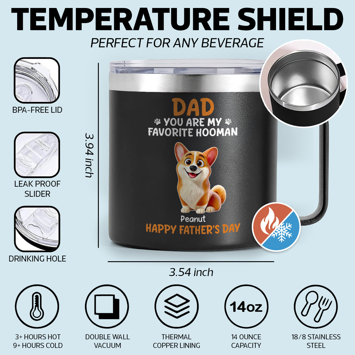 Cartoon Funny Dogs You Are My Favorite Hooman Personalized Stainless Steel Tumbler, Funny Father's Day Gift For Dog Dad