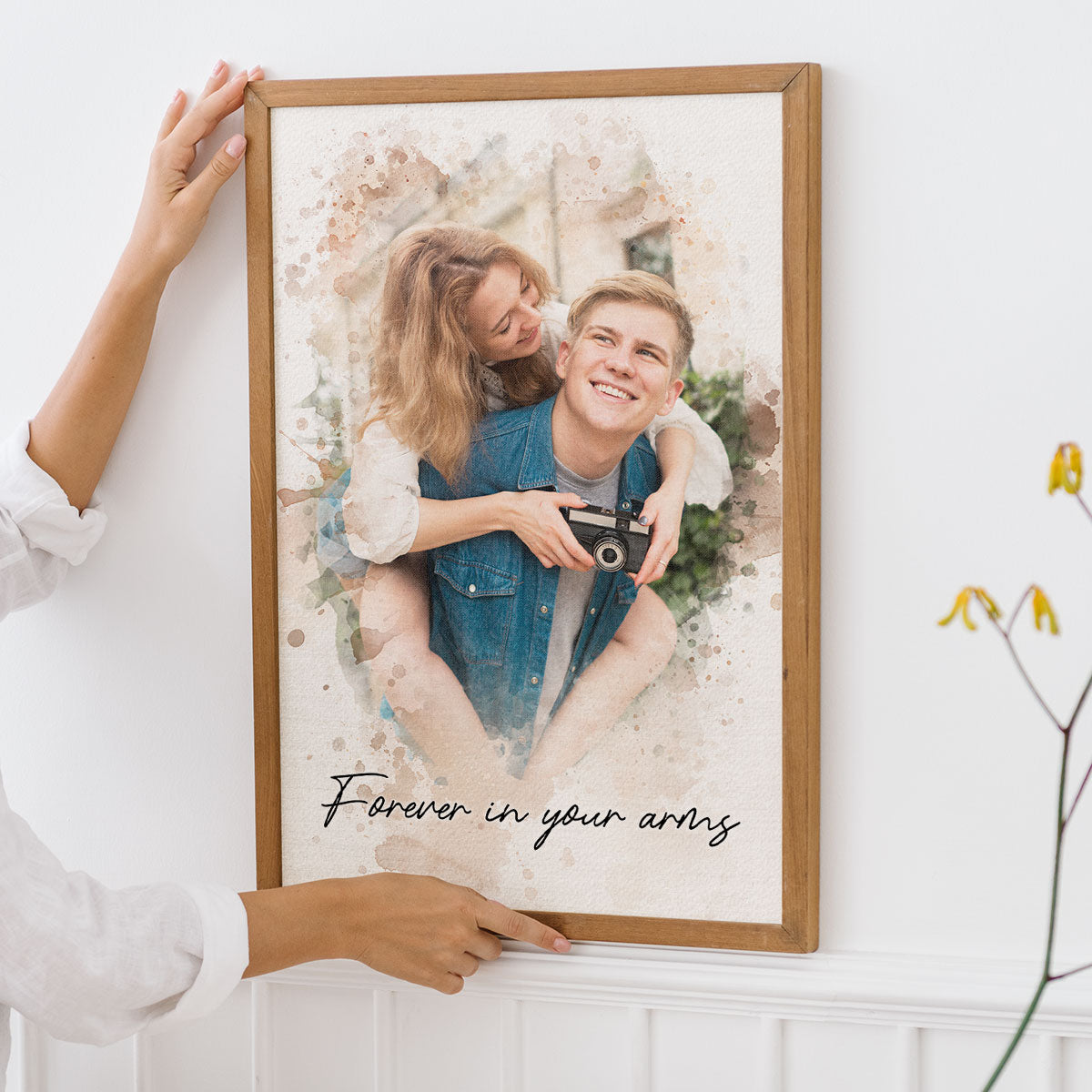 Watercolor Couple Portrait from Photo, Custom Wedding Anniversary Christmas Gift for Wife Husband Parents, Engagement Gift for Friend, Unique Poster Wall Art