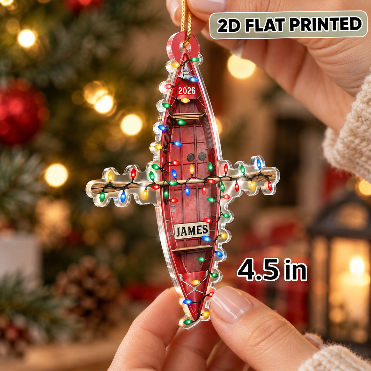 Custom Name Boat - Personalized Acrylic Ornament, Christmas Tree Hanging Decor, 2D Flat Ornament, Sailing Boat