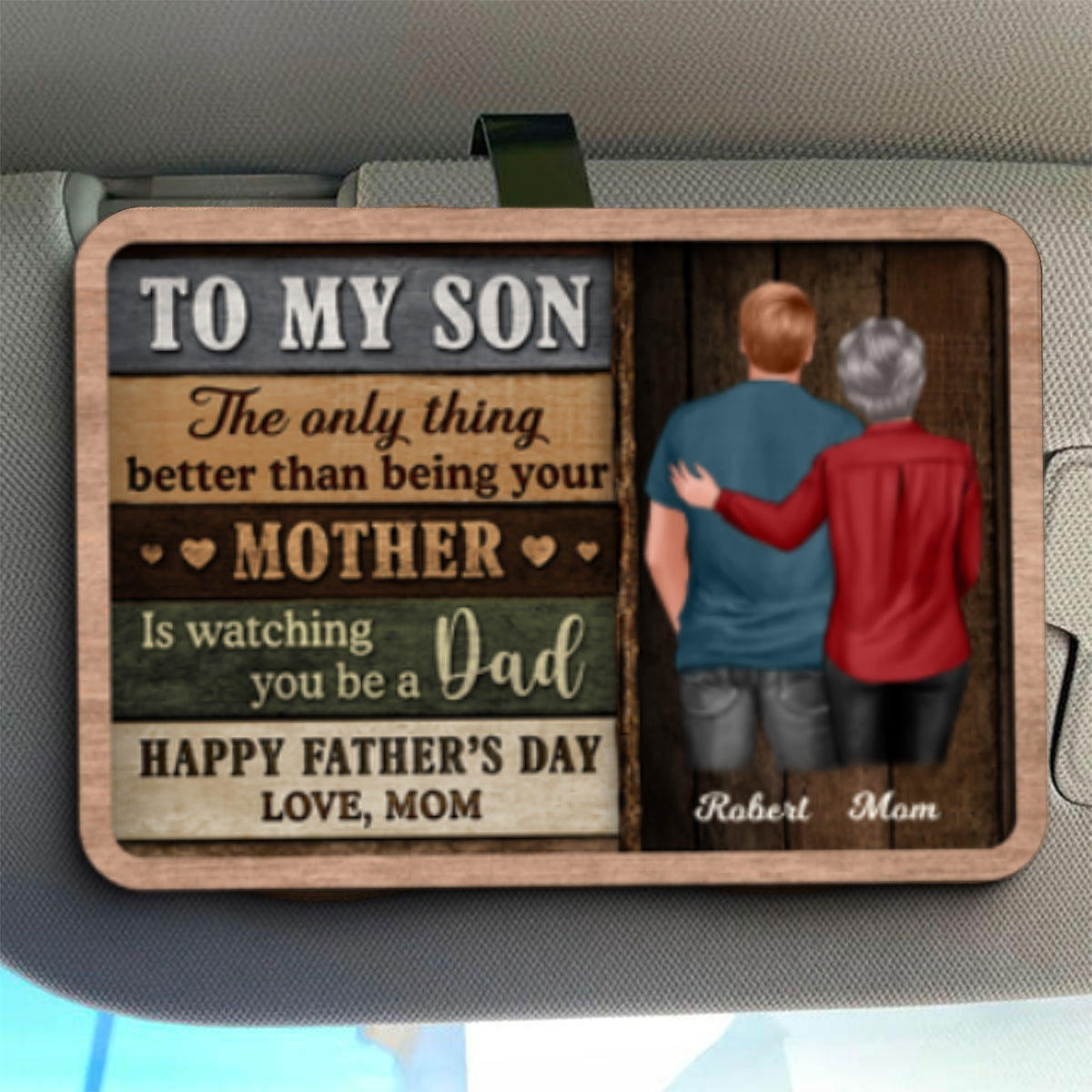 Colored Wood Pallets To My Son From Mom Happy Father's Day Personalized Car Visor