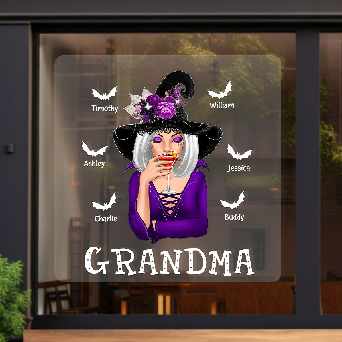 Halloween Witch Mom Grandma Personalized Decal, Halloween Decoration