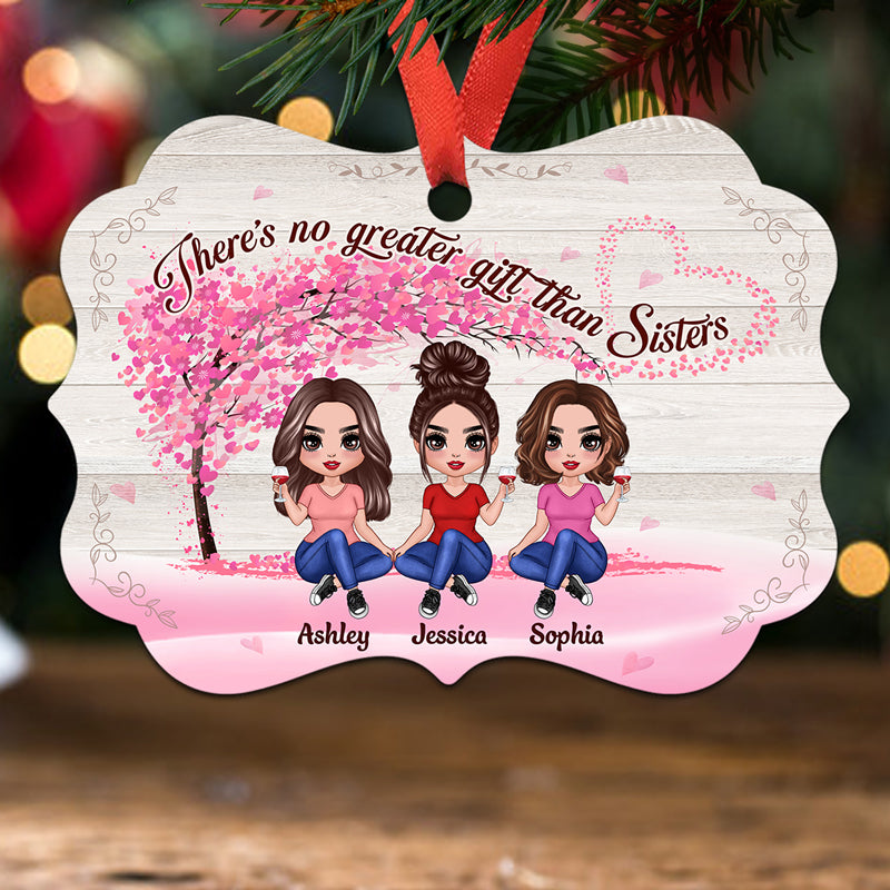 Besties Sisters Under Flying Heart Tree Personalized Christmas Ornament