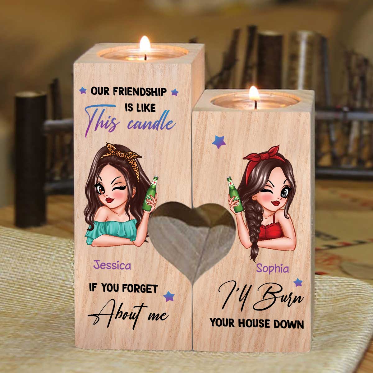 Our Friendship Is Like This Candle Personalized Candle Holder, Birthday Christmas Gift For Best Friends, Besties