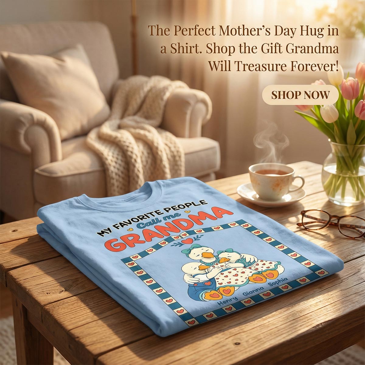 Old School Vintage Grandma Goose - Personalized Shirt - Gift For Grandma