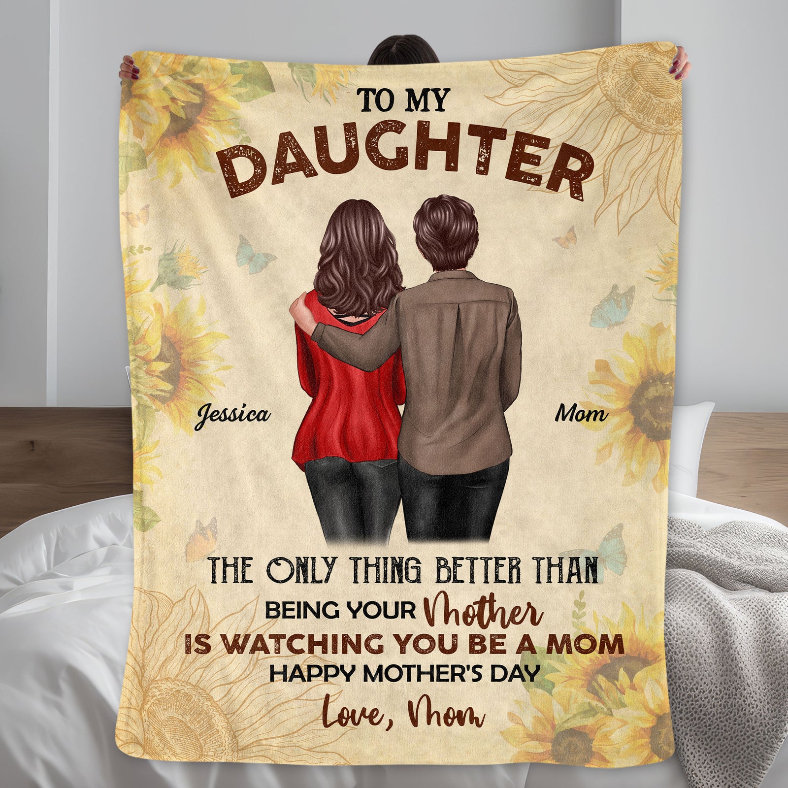 To My Daughter From Mom Happy Mother's Day Personalized Fleece Blanket, Gift For Daughter