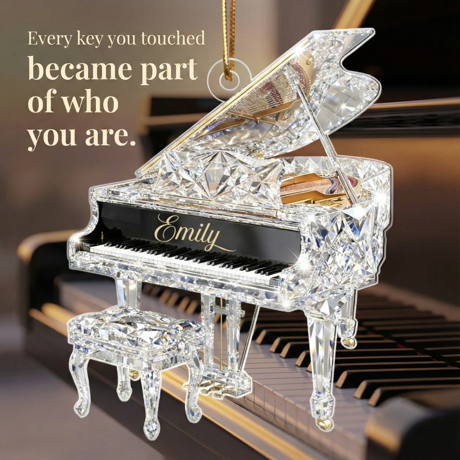 Piano Music Crystal Effect - Personalized Acrylic Ornament - Unique Christmas Gift For Pianist