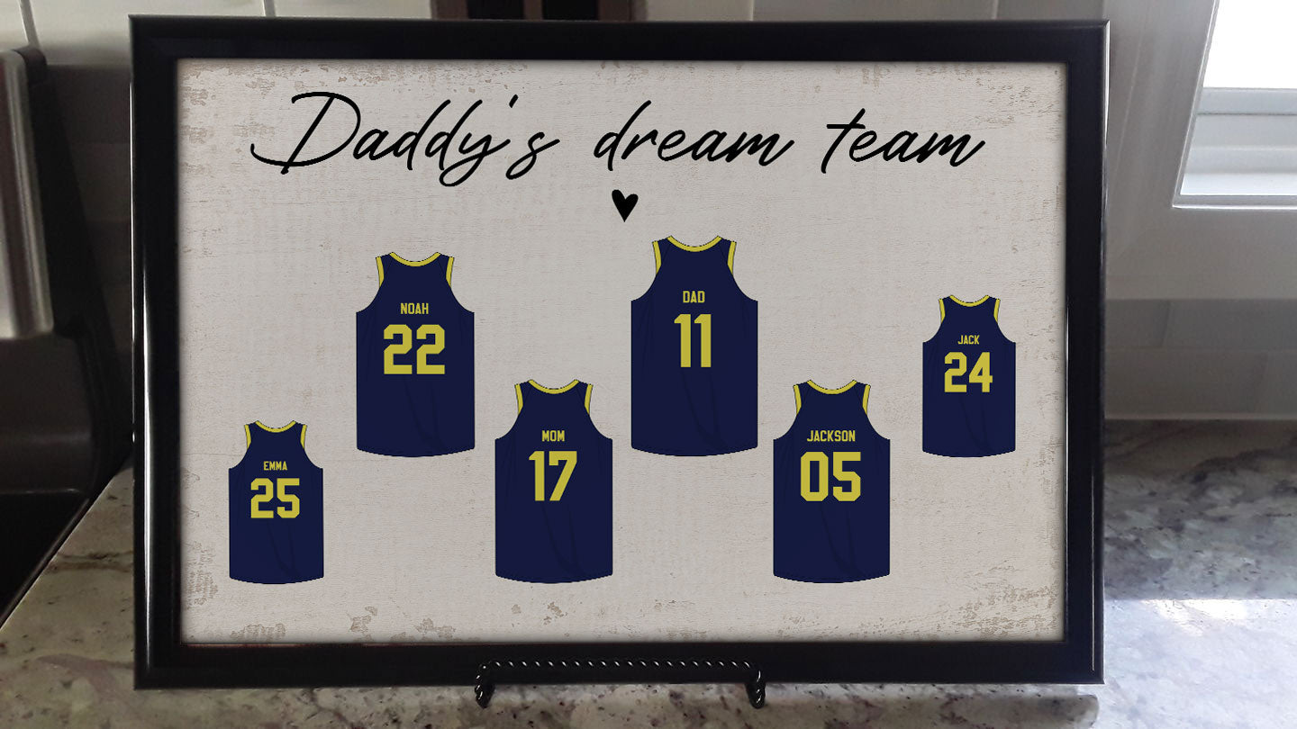 Daddy‘s Dream Team Basketball Personalized Poster, Gift For Dad Husband