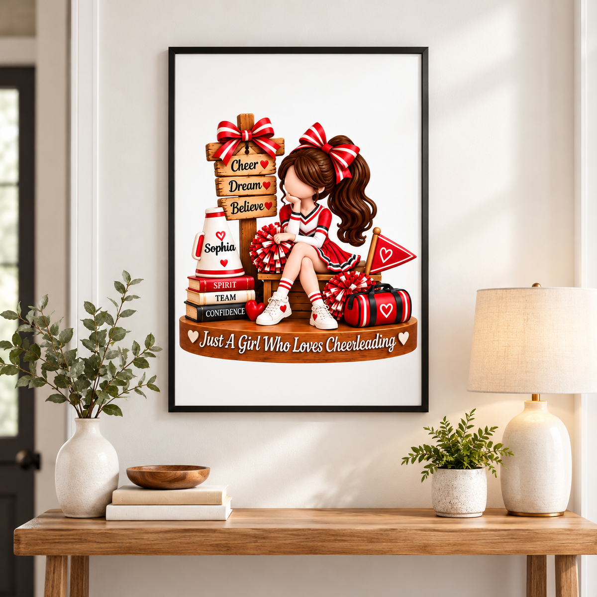 Just a Girl Who Loves Cheerleading - Personalized Poster - Christmas Gift for Daughter, Granddaughter
