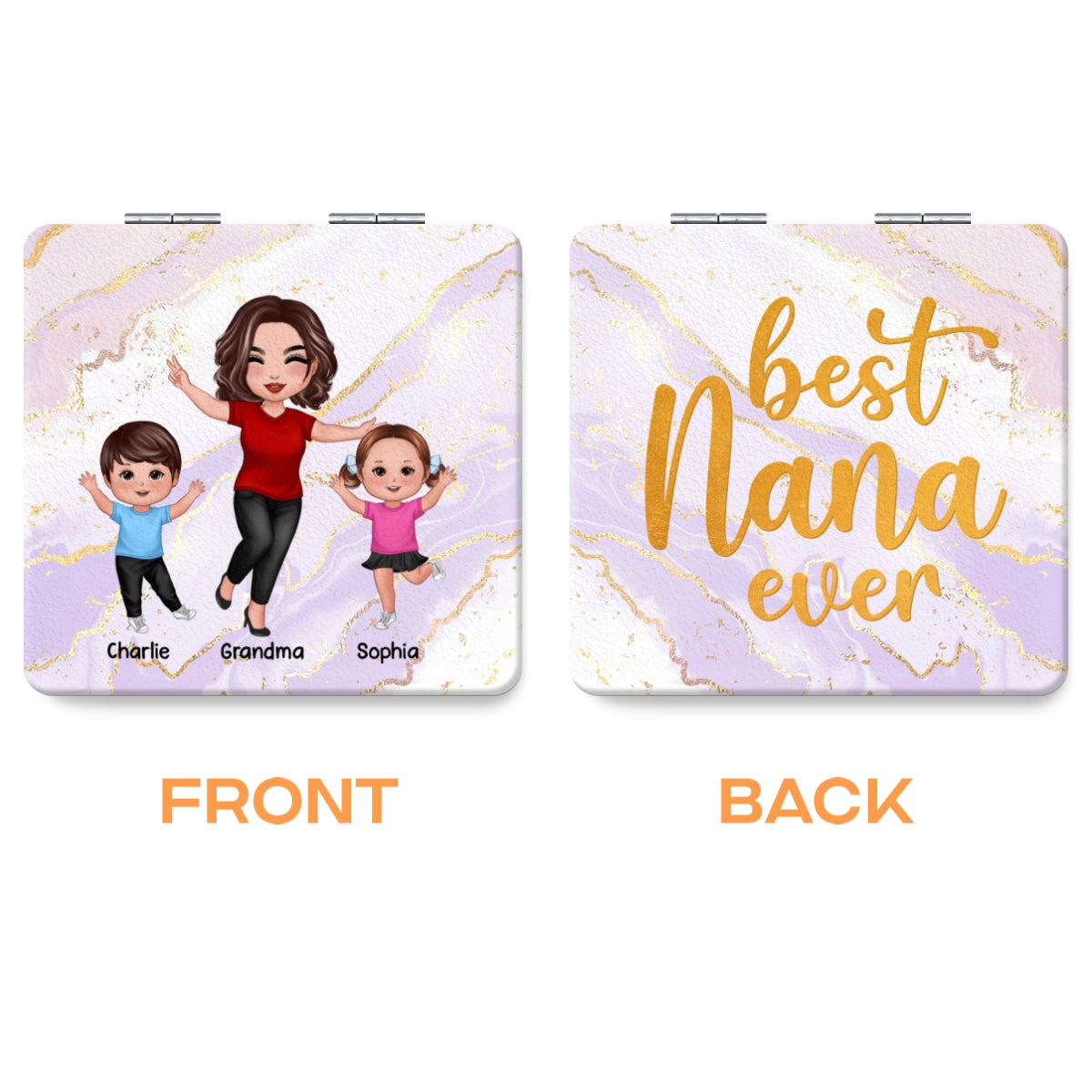 Best Grandma Mom Ever Personalized Square Compact Mirror