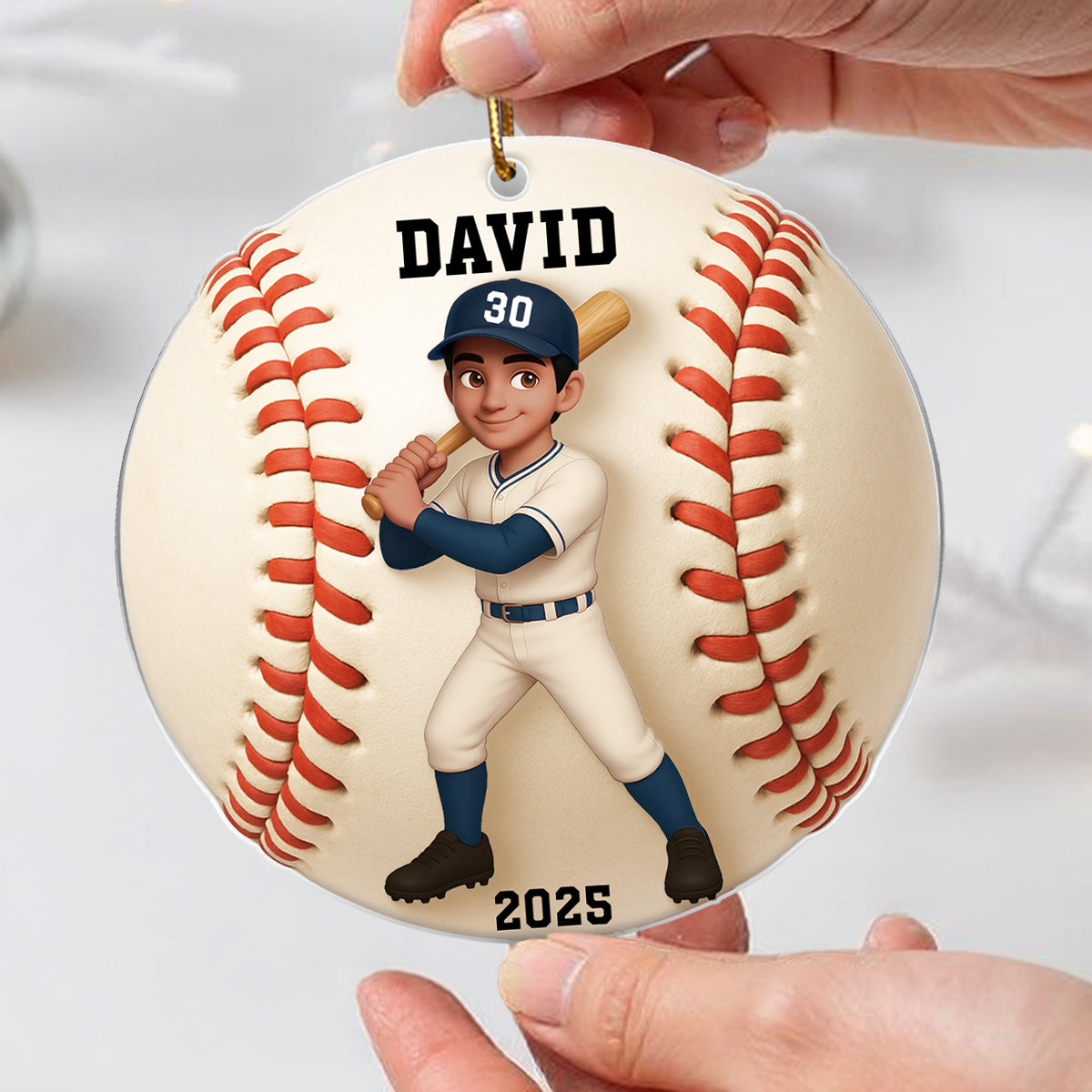 Baseball Player 3D Effect - Personalized Acrylic Ornament - Christmas Gift For Teen Boy Girl, Daughter Son Granddaughter Grandson