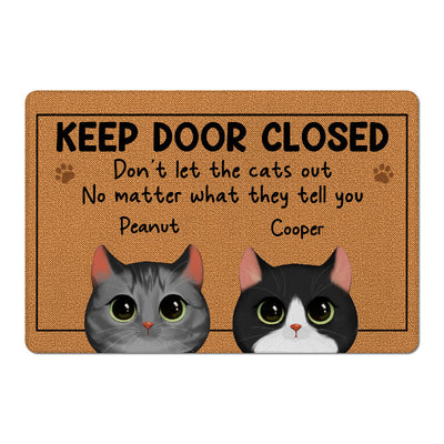 Watercolor Cute Cats Keep Door Closed Personalized Doormat