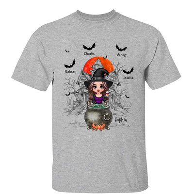 Grandma Mom Witch Sitting Poison Pot Halloween Personalized Shirt
