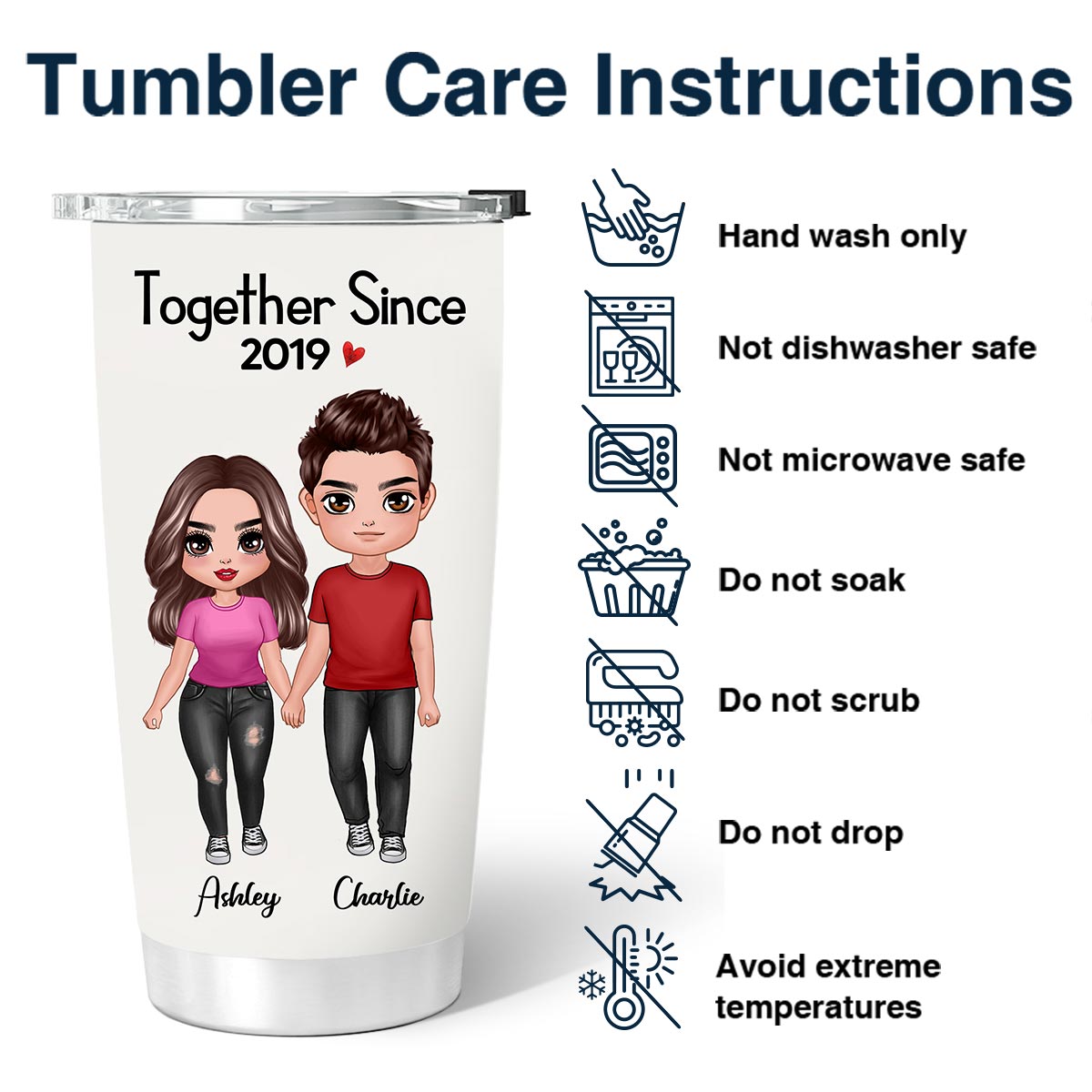 Doll Couple Standing Gift For Him For Her Personalized Tumbler