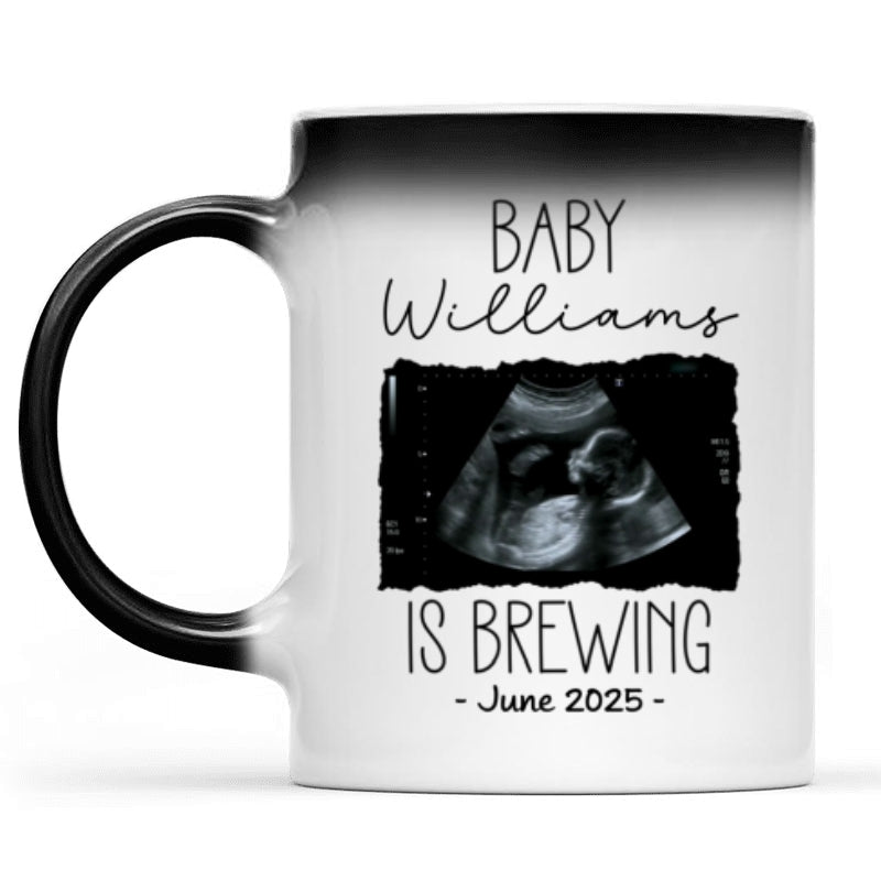 Personalized Baby Announcement Color Changing Mug, Pregnancy Reveal To Grandparents or Aunt and Uncle, to Husband, Baby Coming Soon