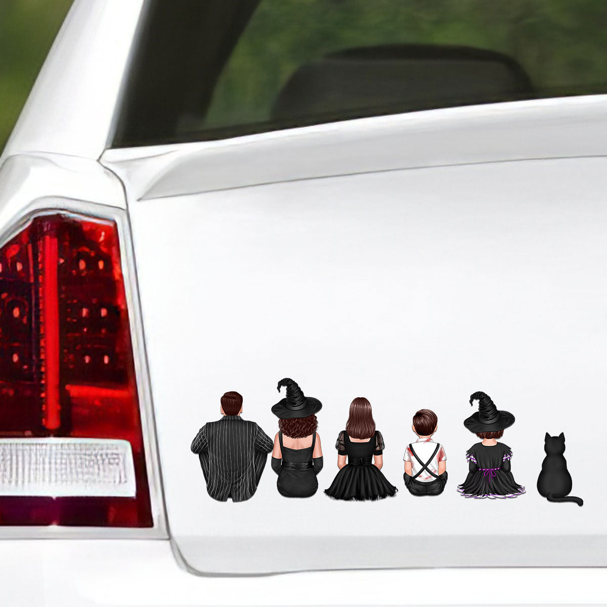Halloween Back View Family Personalized Car Decal, Halloween Decor