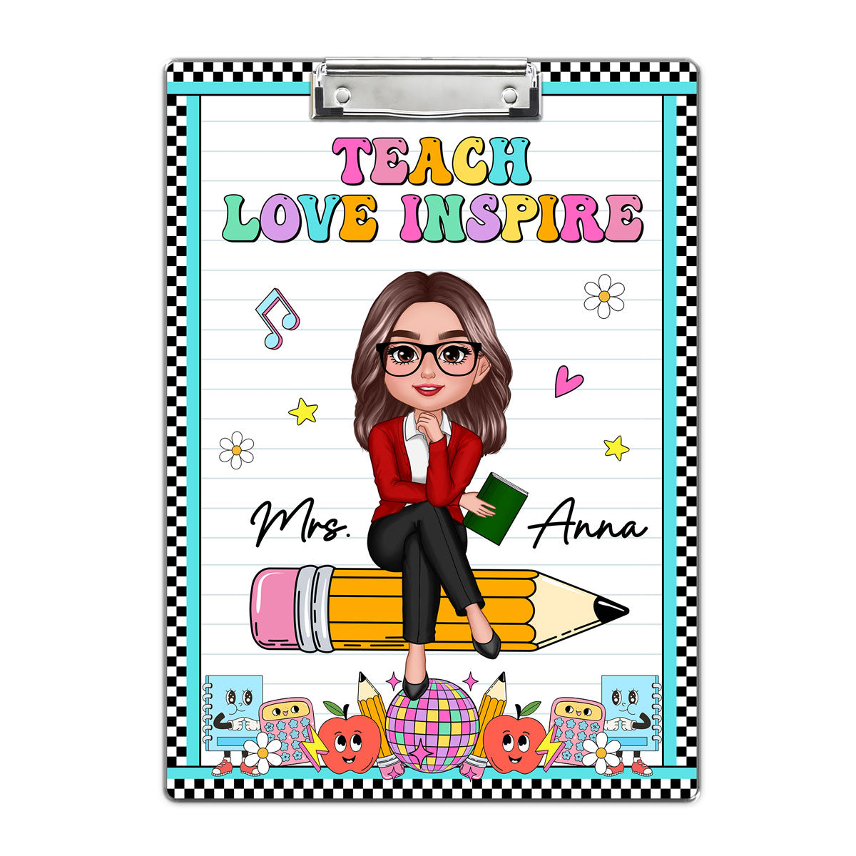 Groovy Teacher Personalized Clipboard, Appreciation Gift