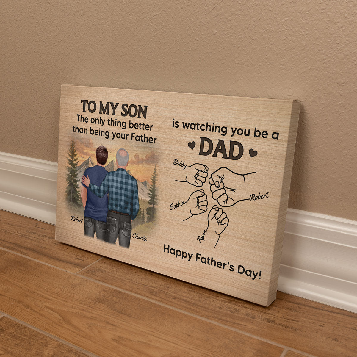 From Mom Dad To Son Watching You Be A Dad Personalized Wrapped Canvas, Gift For Son