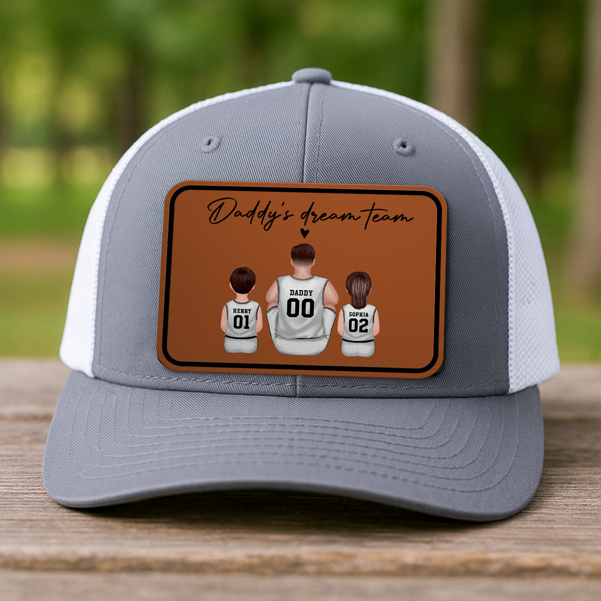 Basketball Daddy's Dream Team Personalized Trucker Hat, Snapback Leather Patch Hat, Father's Day Gift for Basketball Dads
